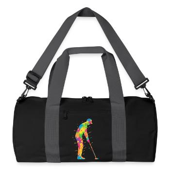 Golf Bunt Golfer Kinder Herren Golfspieler - Recycelte Duffel Bag - Schwarz/Graphitgrau - Vorne
