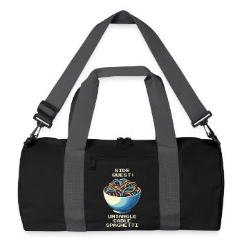 Kabelsalat entwirrt | Kabelmanagement - Recycelte Duffel Bag - Schwarz/Graphitgrau - Vorne