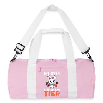 Entraînement en musculation À LA SALLE DE SPORT JE SUIS UN ANIMAL Amusant - Sac de sport recyclé - rose/blanc - Devant