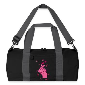 Kpop Korean Music Cute Finger Heart Love Korea - Recycled Duffel Bag - black/graphite grey - Front