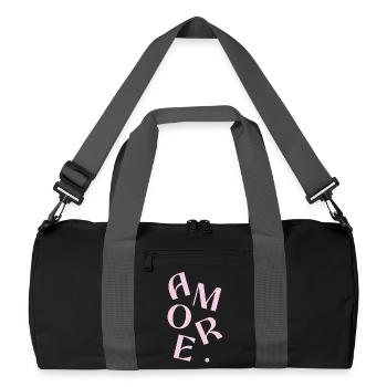 Pink Amore Text Design - Recycled Duffel Bag - black/graphite grey - Front