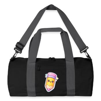 Kawaii Bleistift Glanz Design - Recycelte Duffel Bag - Schwarz/Graphitgrau - Vorne