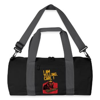 Ich schreie, Carl! – Lustiges Katzen Design - Recycelte Duffel Bag - Schwarz/Graphitgrau - Vorne