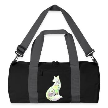 Fuchs Silhouette Aquarell Blumen - Recycelte Duffel Bag - Schwarz/Graphitgrau - Vorne