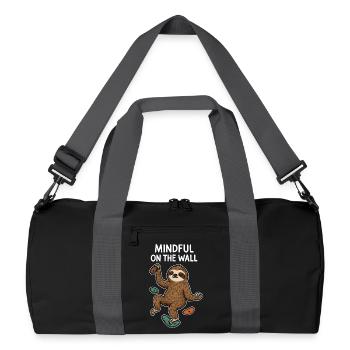 Attentif sur le mur – Paresseux zen sur le mur - Sac de sport recyclé - noir/gris graphite - Devant