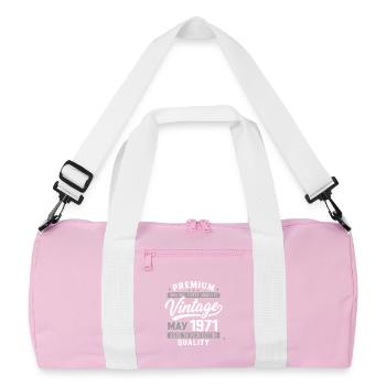 May 1971 Birthday 55 years old - Born May 1971 - Recycled Duffel Bag - pink/white - Front