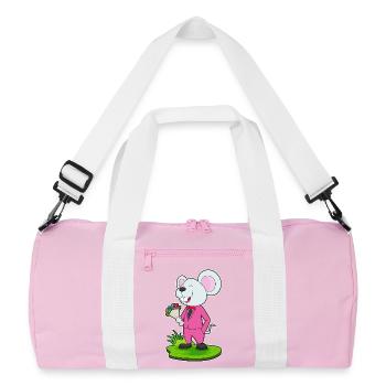 Mouse Groom Bouquet Wedding - Recycled Duffel Bag - pink/white - Front