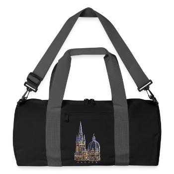 Cathédrale d’Aix-la-Chapelle, dessinée à la main - Sac de sport recyclé - noir/gris graphite - Devant