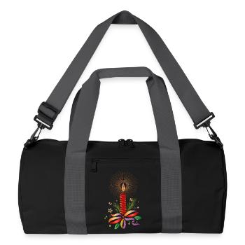 leuchtend rote Weihnachtskerze für Weihnachten - Recycelte Duffel Bag - Schwarz/Graphitgrau - Vorne