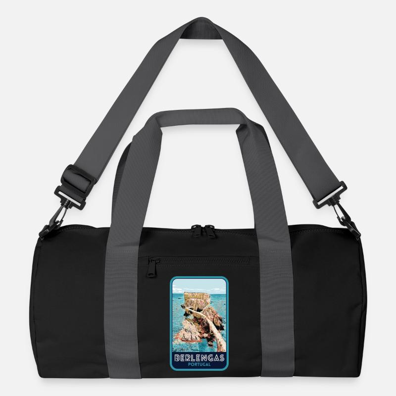 Illustration der Berlengas-Inseln, Peniche Recycelte Duffel Bag