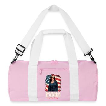 Kamala Harris Breaking Barriers Inspiring Change - Recycled Duffel Bag - pink/white - Front