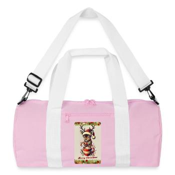 Christmas venison with hot chocolate - Recycled Duffel Bag - pink/white - Front