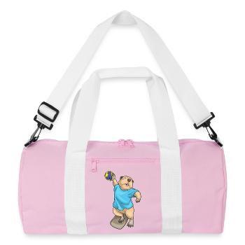 Biber Handballspieler Handball - Recycelte Duffel Bag - Rosa/Weiß - Vorne