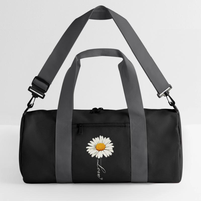 Gänseblümchenblume mit Liebe Skript Recycelte Duffel Bag