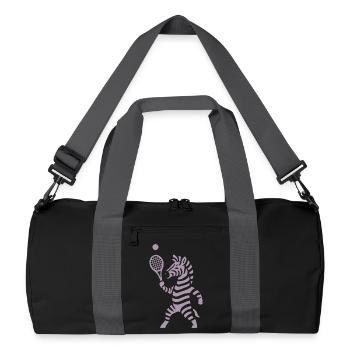 Minimalist Zebra Tennis Player Silhouette - Recycled Duffel Bag - black/graphite grey - Front