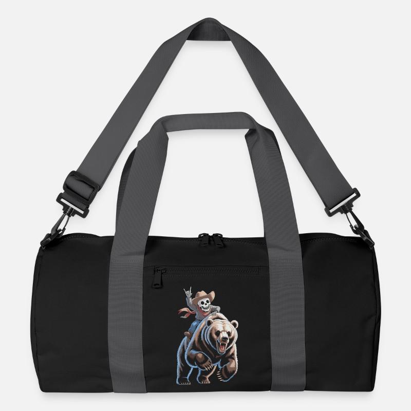 Skelett Cowboy auf Bär Recycelte Duffel Bag