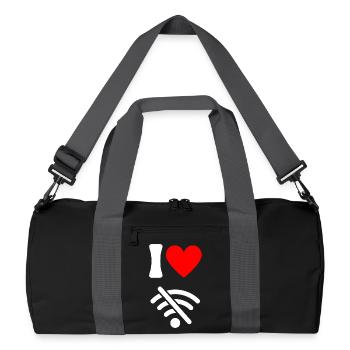 I love Offline - Digital Detox without Wifi - Recycled Duffel Bag - black/graphite grey - Front