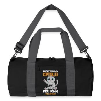 Reicht mir den Controller – König will zocken - Recycelte Duffel Bag - Schwarz/Graphitgrau - Vorne