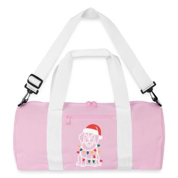 Santa Pup Christmas Lights - Recycled Duffel Bag - pink/white - Front