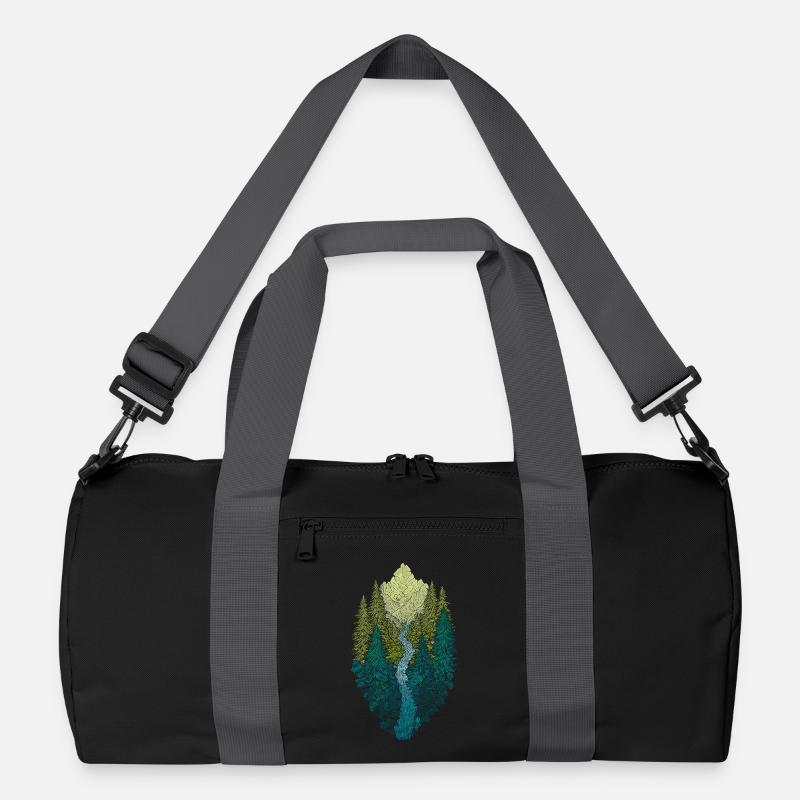 Mountain landscape with forest and river – nature design Recycled Duffel Bag