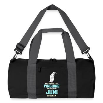 Juni Geburtstag Pinguin Spruch Lustig - Recycelte Duffel Bag - Schwarz/Graphitgrau - Vorne