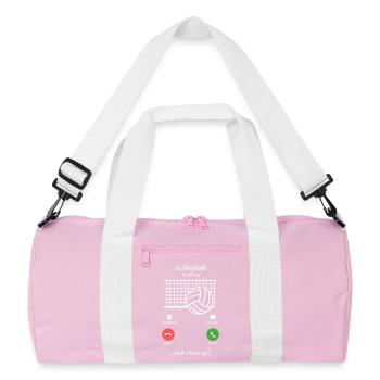 Volleyball ruft den lustigen Spieler und Fan-Coach Gift - Recycelte Duffel Bag - Rosa/Weiß - Vorne