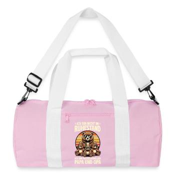 I'm not retired, I'm dad and grandpa - Recycled Duffel Bag - pink/white - Front