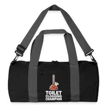 Toilet Clogging Champion Klo Humor - Recycelte Duffel Bag - Schwarz/Graphitgrau - Vorne