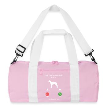 My Pharaoh Hound Is Calling And I Must Go Dog Gift - Recycled Duffel Bag - pink/white - Front