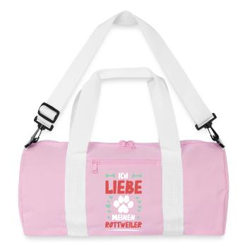 Ich liebe meinen Rottweiler - Recycelte Duffel Bag - Rosa/Weiß - Vorne