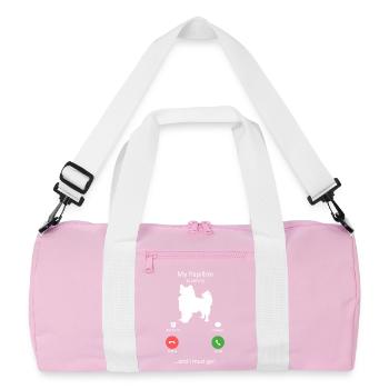 Papillon Hund Anruf-Smartphone-Schnittstelle - Recycelte Duffel Bag - Rosa/Weiß - Vorne