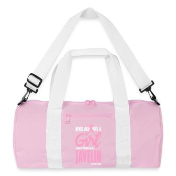 Lanceur de javelot avec une déclaration amusante - Sac de sport recyclé - rose/blanc - Devant