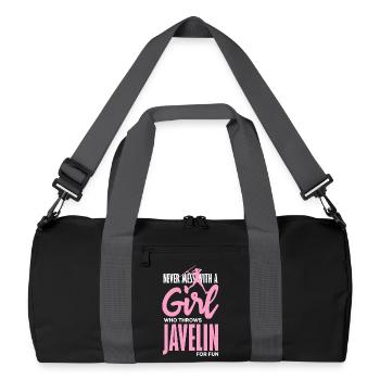 Lanceur de javelot avec une déclaration amusante - Sac de sport recyclé - noir/gris graphite - Devant