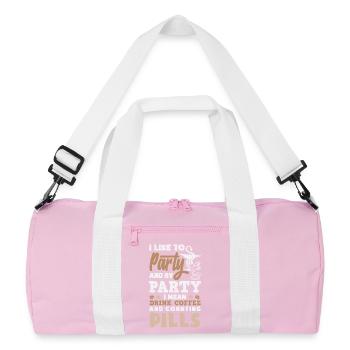 Partygetränk Kaffee Zählende Pillen Apothekerin - Recycelte Duffel Bag - Rosa/Weiß - Vorne