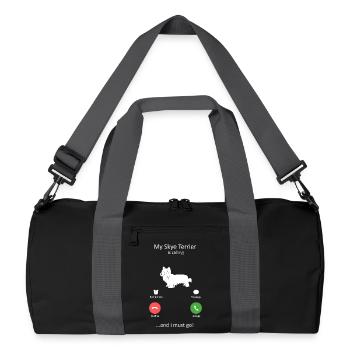 Mein Skye Terrier ruft und ich muss zur Kunst - Recycelte Duffel Bag - Schwarz/Graphitgrau - Vorne