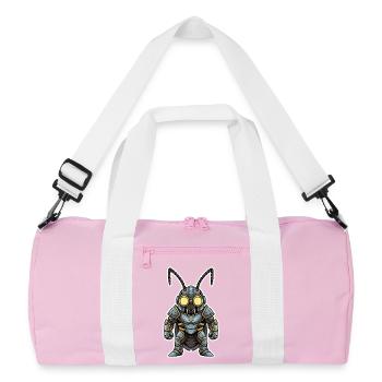 Cockroach Steampunk Soldier Armor Steel Bluish - Recycled Duffel Bag - pink/white - Front
