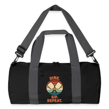 Pickleball Funny Player Dink Sip Repeat Play - Recycled Duffel Bag - black/graphite grey - Front