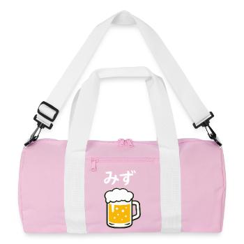 Japanese Neta Beer Drinking Funny Water Lover - Recycled Duffel Bag - pink/white - Front