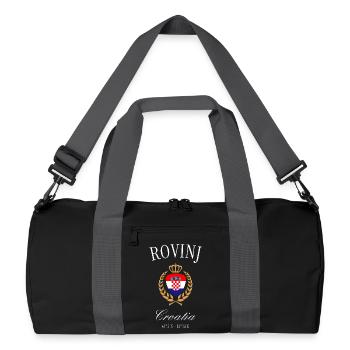 Rovinj Kroatien Wappen Krone – Reise Souvenir - Recycelte Duffel Bag - Schwarz/Graphitgrau - Vorne