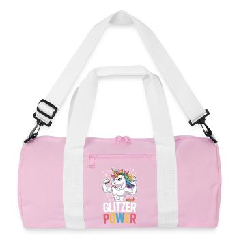  Glitzer Power Muskel Einhorn Regenbogen Stärke - Recycelte Duffel Bag - Rosa/Weiß - Vorne