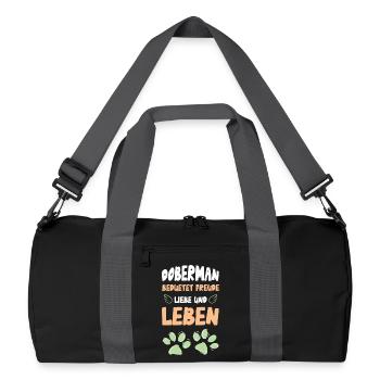 Dobermann Liebe Leben - Recycelte Duffel Bag - Schwarz/Graphitgrau - Vorne
