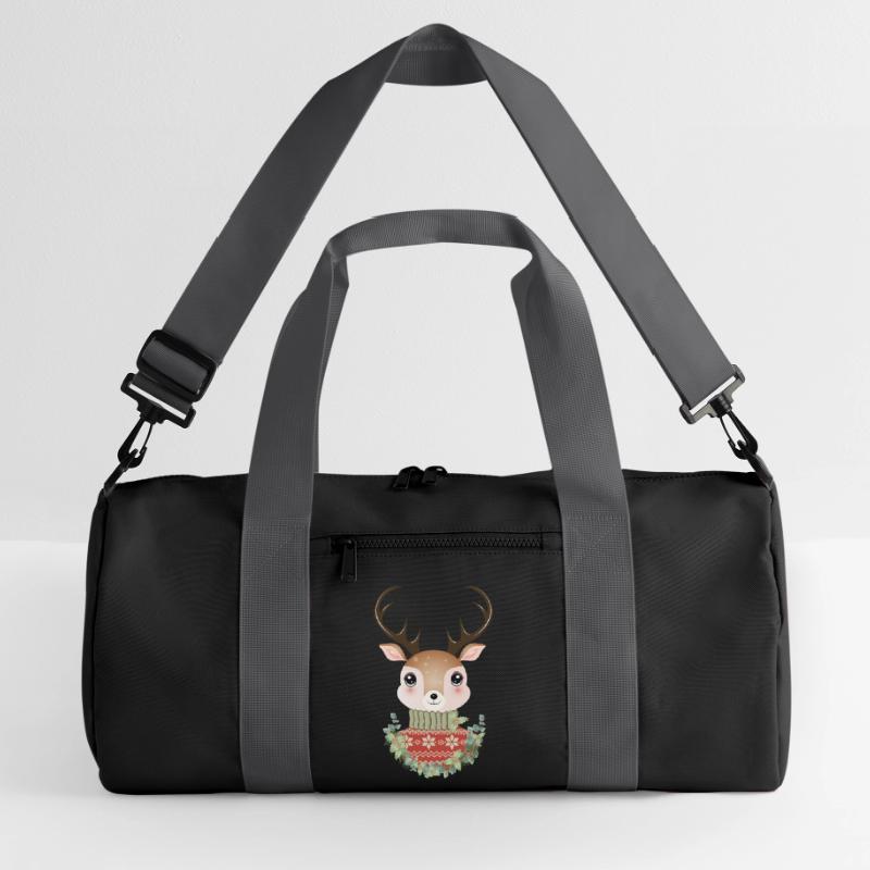 cerf mignon avec pull et couronne de Noël Sac de sport recyclé
