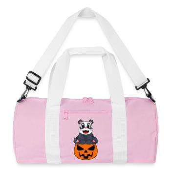 Panda Halloween Kürbis - Recycelte Duffel Bag - Rosa/Weiß - Vorne