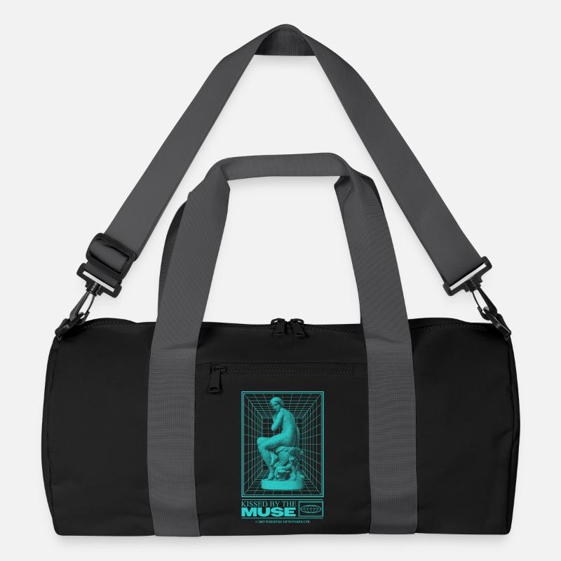 Neon statue in cyberspace Recycled Duffel Bag