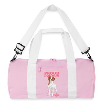 Brittany Mom Epagneul Breton Pointing Dog Gift - Recycled Duffel Bag - pink/white - Front