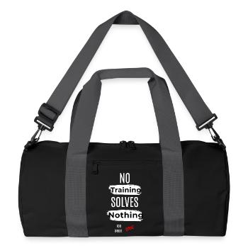 Inspirierende No Training Solves Nichts Botschaft - Recycelte Duffel Bag - Schwarz/Graphitgrau - Vorne