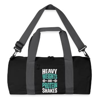 Schwergewichte und Protein Shakes - Recycelte Duffel Bag - Schwarz/Graphitgrau - Vorne