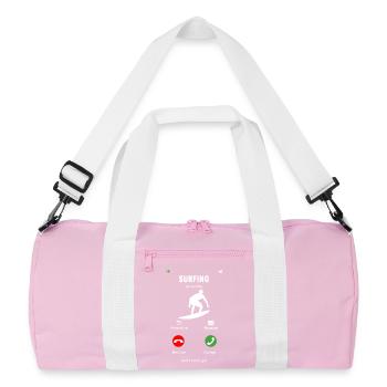 surfing is calling - Recycelte Duffel Bag - Rosa/Weiß - Vorne