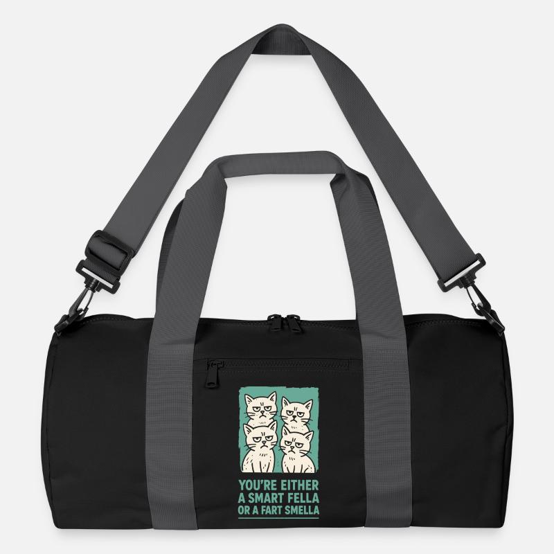 Schlauer Kerl oder Smella Katzen Meme Humor Recycelte Duffel Bag