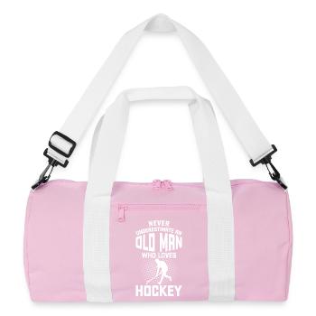 Hockey Eishockey Eishockeyspieler Geschenk - Recycled Duffel Bag - pink/white - Front